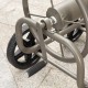 Glitzhome 36"H Gray Steel Garden Hose Reel Cart with Wheels and Steel Basket