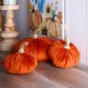 Glitzhome Orange Velvet Pumpkins Decor, Set of 3