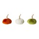 Glitzhome Orange/White/Green Velvet Pumpkins Decor, Set of 3