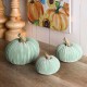 Glitzhome Mint Green Velvet/Resin Pumpkins Decor, Set of 3