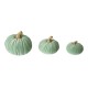 Glitzhome Mint Green Velvet/Resin Pumpkins Decor, Set of 3