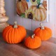 Glitzhome Orange Velvet/Resin Pumpkins Decor, Set of 3