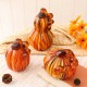 Glitzhome S/3 Multi Striped Glass Pumpkin & Gourd Decor