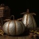 Glitzhome Rustic Galvanized Metal Pumpkin Decor, Set of 2