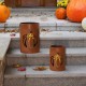 Glitzhome Hollow Out Metal Pumpkin Bucket, Set of 2