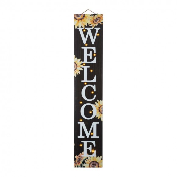 Glitzhome 42"H Fall Lighted Wooden "WELCOME" Porch Board Sign