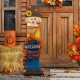 Glitzhome 42"H Fall Wooden Scarecrow Porch Decor with A Lighted Wreath