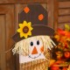 Glitzhome 42"H Fall Wooden Scarecrow Porch Decor with A Lighted Wreath