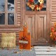 Glitzhome 30"H Fall Lighted Wooden Pumpkin Décor with Wreath