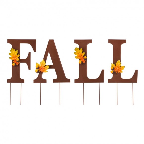 Glitzhome 24"H Metal "FALL" Yard Stake or Wall Décor or Standing Decor (Three Functions)