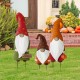 Glitzhome Fall Metal Gnome Family Yard Stake or Wall Décor or Standing Decor, Set of 3 (Three Functions) 