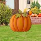 Glitzhome Fall Oversized Metal Pumpkin Yard Stake or Wall Décor or Standing Decor (Three Functions) 