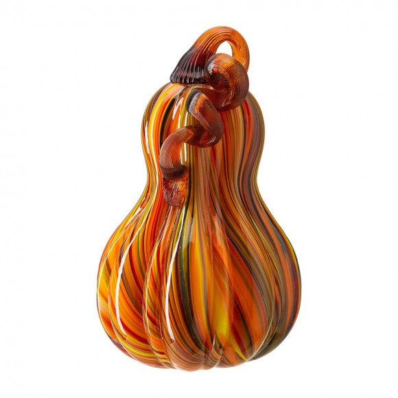 Glitzhome 8.46"H Hand Blown Multi Striped Glass Gourd/ Decor