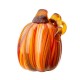 Glitzhome 5.5"H Hand Blown Multi Striped Glass Pumpkin Decor