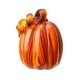 Glitzhome 5.5"H Hand Blown Multi Striped Glass Pumpkin Decor