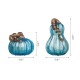 Glitzhome S/2 Blue Glass Pumpkin Decor