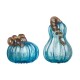 Glitzhome S/2 Blue Glass Pumpkin Decor