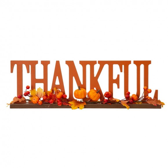 Glitzhome 20"L "THANKFUL" Wooden Table Decor or Centerpiece