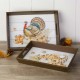 Glitzhome Thanksgiving Wooden Turkey Tray, Set of 2