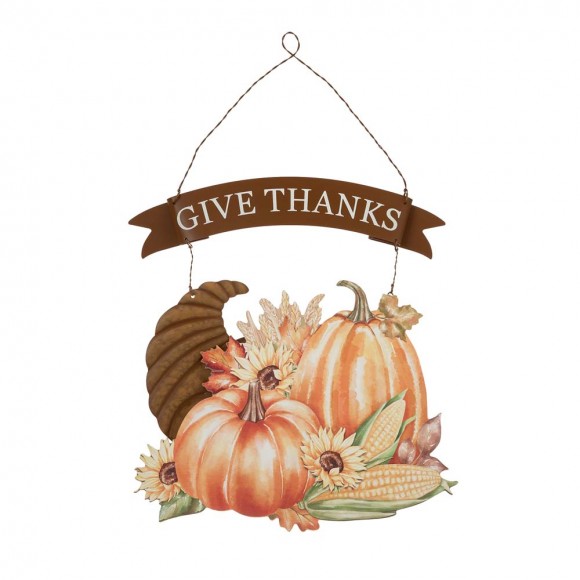 Glitzhome 16"H Metal/Wooden Thanksgiving Croissant Wall Décor