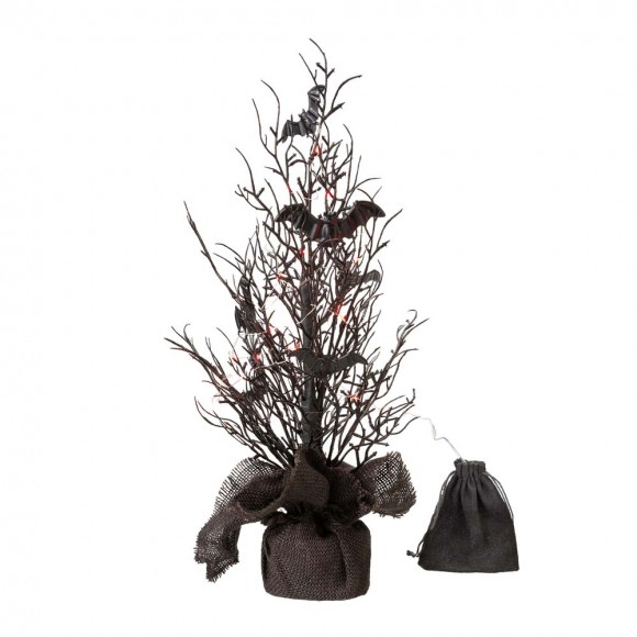 Glitzhome 20"H Halloween Table Tree with Lighted Bats Decor