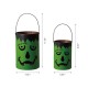 Glitzhome Green Halloween Metal Cutout Frankenstein Face Bucket, Set of 2