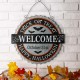 Glitzhome 14"L Lighted Halloween WELCOME Metal Bottle Cap Wall Sign