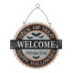 Glitzhome 14"L Lighted Halloween WELCOME Metal Bottle Cap Wall Sign