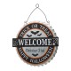 Glitzhome 14"L Lighted Halloween WELCOME Metal Bottle Cap Wall Sign