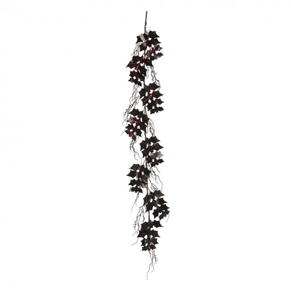 Glitzhome 72"L Lighted Halloween Bat Garland