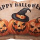 Glitzhome 18"L Faux Burlap HAPPY HALLOWEEN Pumpkin Pillow