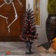 Glitzhome 4 ft Lighted Black PVC Tips Porch Tree With 100 Orange LED Lights