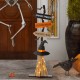 Glitzhome 42"H Lighted Wooden Witch's Broom Porch Decor