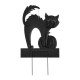 Glitzhome 32"H Lighted Halloween Metal Black Cat Yard Stake or Hanging Decor (Two Functions) 