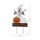 Glitzhome 32"H Lighted Halloween Metal Ghost Yard Stake or Hanging Decor (Two Functions)