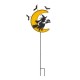 Glitzhome 45"H Lighted Halloween Metal Moon and Witch Yard Stake