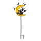 Glitzhome 45"H Lighted Halloween Metal Moon and Witch Yard Stake