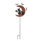 Glitzhome 45"H Lighted Halloween Metal Moon and Witch Yard Stake