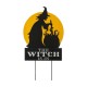 Glitzhome 30"H Halloween Wooden & Metal "Witch is making poison" Yard Stake or Wall Décor (Two Functions)