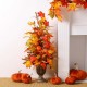 Glitzhome 36"H Fall Lighted Maple Leaves Urn Potted Porch Tree with 20 Warm White Lights