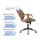 Glitzhome Russet PU Leather Adjustable Swivel Desk Chair/Task Chair