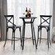 Glitzhome Set of 2 Black Steel Bar Chairs and a Round Top Pub Table (3-Piece)