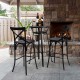 Glitzhome Set of 2 Black Steel Bar Chairs and a Round Top Pub Table (3-Piece)