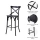 Glitzhome Set of 2 Black Steel Bar Chairs and a Round Top Pub Table (3-Piece)