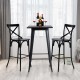 Glitzhome Set of 2 Black Steel Bar Chairs and a Square Top Pub Table (3-Piece)