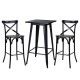 Glitzhome Set of 2 Black Steel Bar Chairs and a Square Top Pub Table (3-Piece)