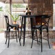 Glitzhome Set of 2 Black Steel Bar Chairs and a Square Top Pub Table (3-Piece)