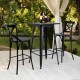 Glitzhome Set of 2 Black Steel Bar Chairs and a Square Top Pub Table (3-Piece)