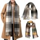 eUty 77.5"L Unisex Fashion Multicolor Plaid Scarf with Tassel, Set of 2