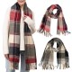 eUty Oversized Fashion Multicolor Plaid Scarf with Tassels, Set of 2